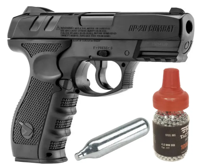 PISTOLA MARCA GAMO GP-20 COMBAT CAL. 4.5 CO2 20 TIROS