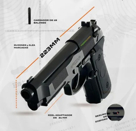 PISTOLA FOX CO2 P92 CALIBRE 4,5mm