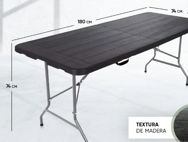 MESA PLEGABLE SPINIT SIMIL MADERA COLOR NEGRO