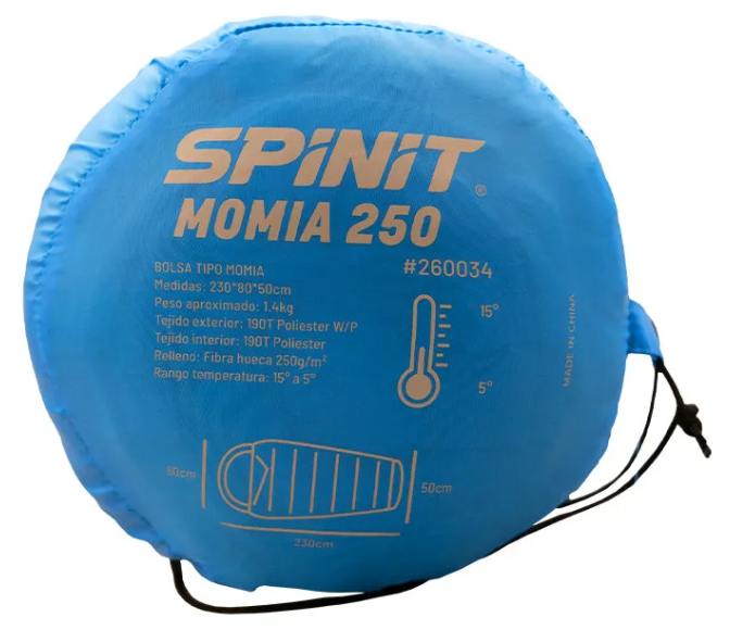 BOLSA DE DORMIR SPINIT MOMIA 250 AZUL