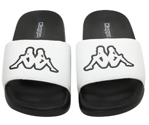 CHINELA KAPPA LOGO STEEVE BLANCO Y NEGRO