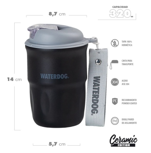 VASO WATERDOG CERAMICA COFFEE 320 BK