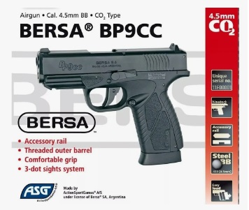 PISTOLA ASG BERSA BP9CC CO2 CALIBRE 4.5MM
