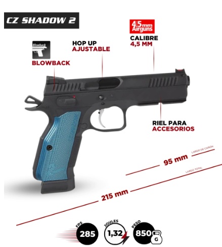 PISTOLA ASG SHADOW 2 CZ 4.5mm BLOWBACK CO2