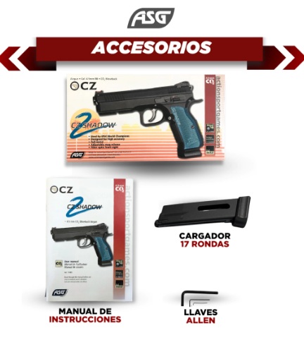 PISTOLA ASG SHADOW 2 CZ 4.5mm BLOWBACK CO2