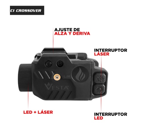 LINTERNA + LASER VESTA C1 CROSSOVER DEFENSE