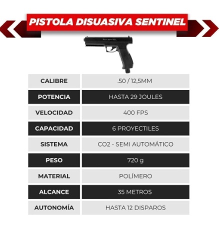PISTOLA DISUASIVA VESTA SENTINEL 50 - 12.5mm