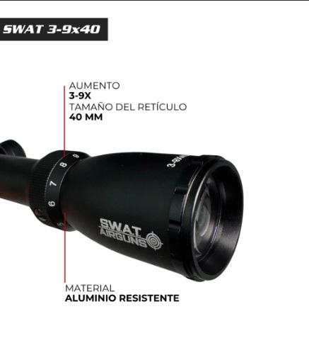 MIRA TELESCOPICA SWAT AIRGUNS 3-9X40 + ANCLAJES