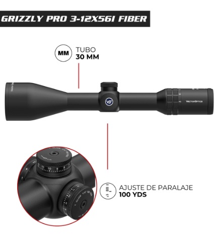 MIRA TELESCOPICA VECTOR GRIZZLY PRO 3-12X56i FIBER