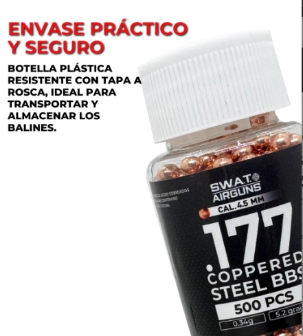 BALINES BBS ACERO SWAT AIRGUNS 4.5mm X500 UNI.