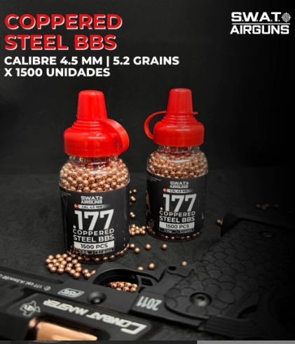 BALINES BBS ACERO SWAT AIRGUNS 4.5mm X1.500 UNIDADES