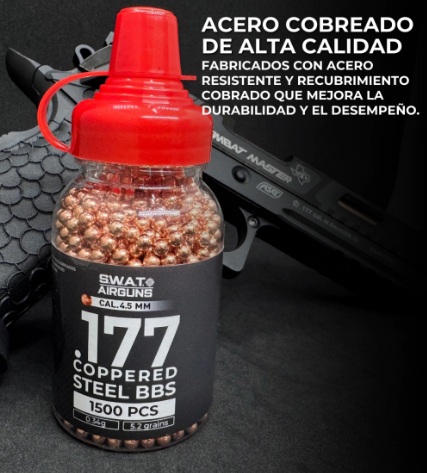 BALINES BBS ACERO SWAT AIRGUNS 4.5mm X1.500 UNIDADES
