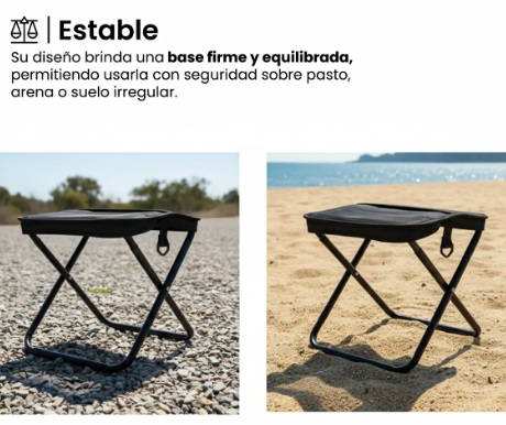 BANQUETA PLEGABLE COMPACTA NEGRA
