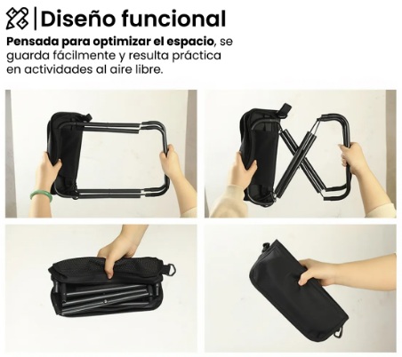 BANQUETA PLEGABLE COMPACTA NEGRA