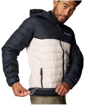 CAMPERA HOMBRE COLUMBIA POWDER LITE II HOODED JACKET DARK STONE BLACK