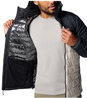 CAMPERA HOMBRE COLUMBIA POWDER LITE II HOODED JACKET DARK STONE BLACK