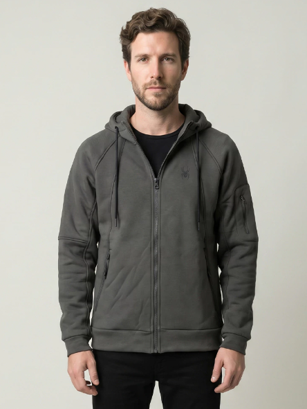 CAMPERA SPYDER HOMBRE CORDERITO CAPUCHA GRIS