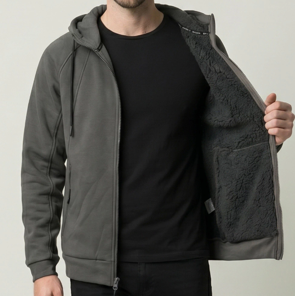 CAMPERA SPYDER HOMBRE CORDERITO CAPUCHA GRIS