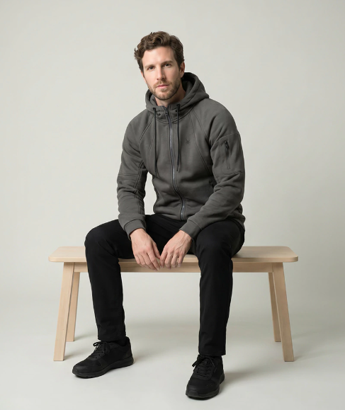 CAMPERA SPYDER HOMBRE CORDERITO CAPUCHA GRIS