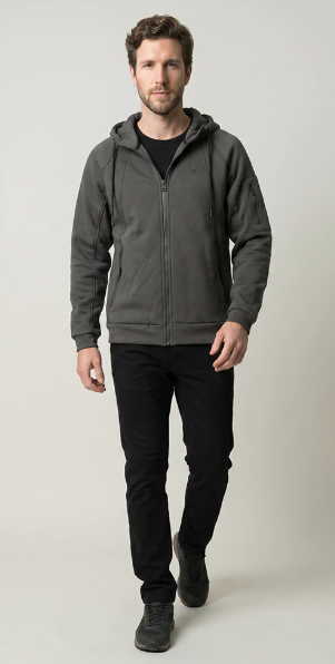 CAMPERA SPYDER HOMBRE CORDERITO CAPUCHA GRIS