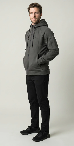 CAMPERA SPYDER HOMBRE CORDERITO CAPUCHA GRIS