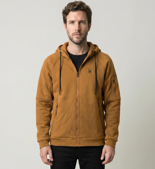 CAMPERA SPYDER HOMBRE CORDERITO CAPUCHA MOSTAZA