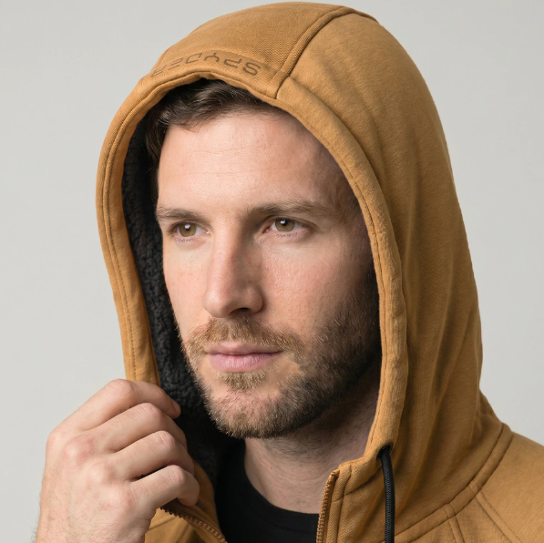 CAMPERA SPYDER HOMBRE CORDERITO CAPUCHA MOSTAZA