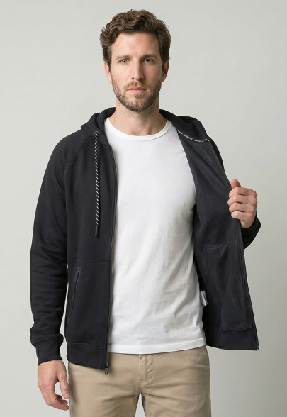 CAMPERA SPYDER HOMBRE FLEECE CAPUCHA NEGRO