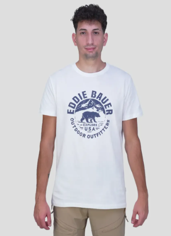 REMERA EDDIE BAUER HOMBRE BEAR LOGO BLANCO