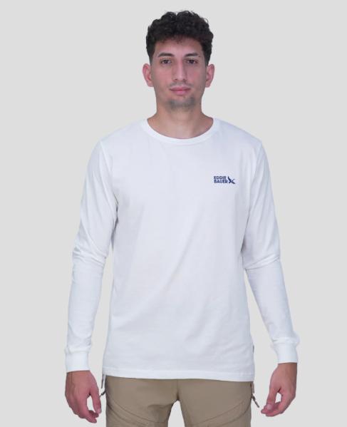 REMERA EDDIE BAUER HOMBRE GRAPHIC MANGA LARGA BLANCO