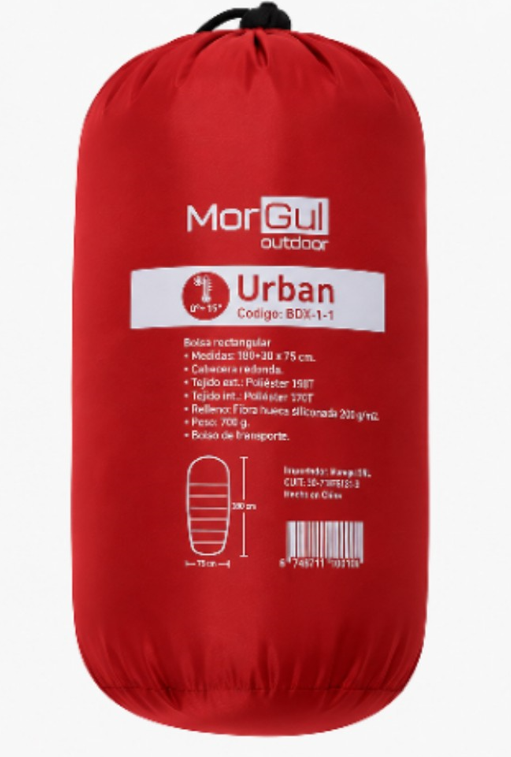 BOLSA DE DORMIR MORGUL URBAN RECTANGULAR ROJA