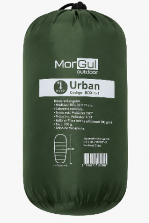 BOLSA DE DORMIR MORGUL URBAN RECTANGULAR VERDE