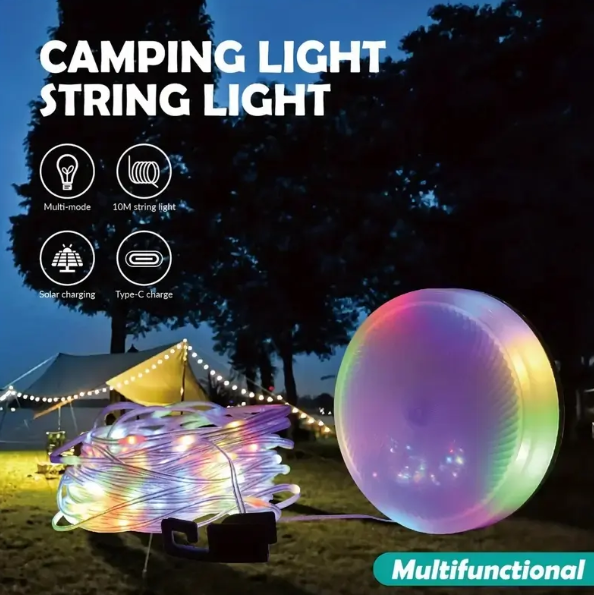 FAROL MORGUL DE CAMPING CON GUIRNALDA DE LUCES