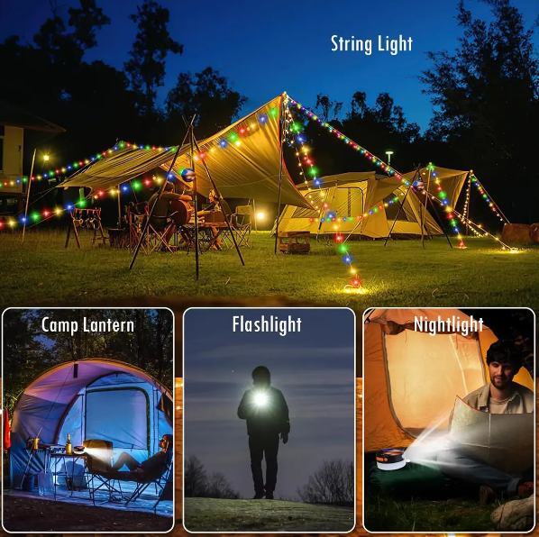 FAROL MORGUL DE CAMPING CON GUIRNALDA DE LUCES