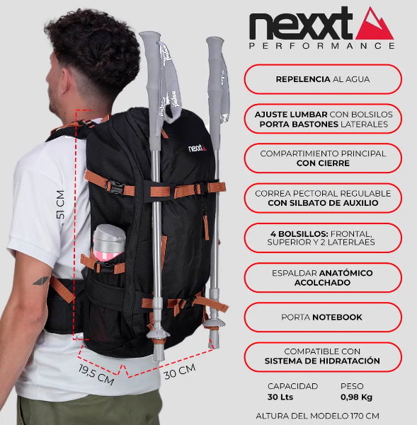 MOCHILA NEXXT CHINOOK 30L BLACK/BRON