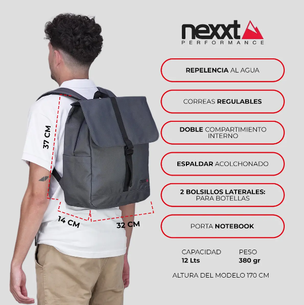 MOCHILA NEXXT FLICKER 12L STEEL/BLACK 