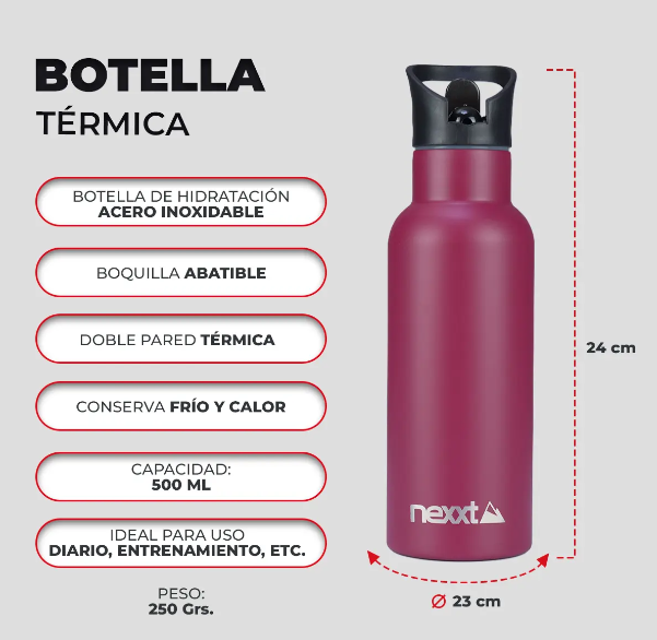 BOTELLA NEXXT TERMICA 500ML BORDEAUX