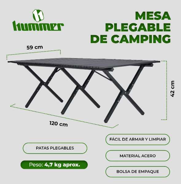 MESA HUMMER ALUMINIO PLEGABLE BLACK
