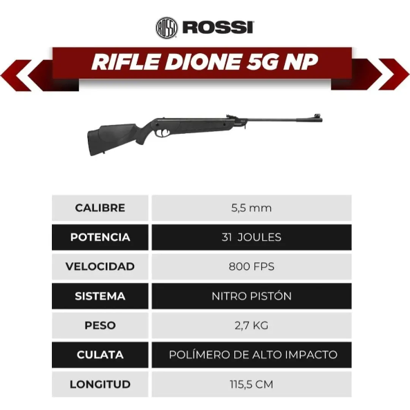 RIFLE ROSSI POLIMERO CALIBRE 5.5 NITRO PISTON