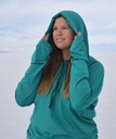 REMERA ORIGAMI CON CAPUCHA UNISEX PROTECCION UPF50 VERDE