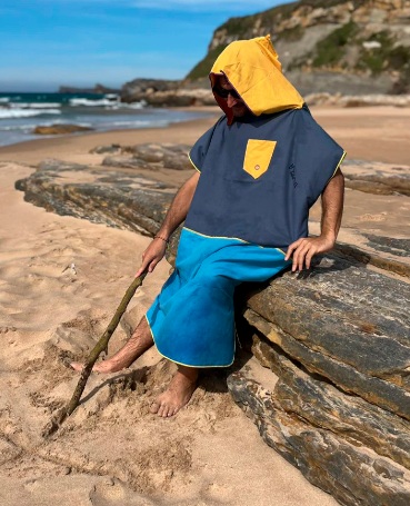 PONCHO ORIGAMI MICROFIBRA ADULTO AZUL/FRANCIA XL