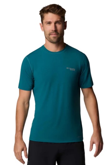 REMERA COLUMBIA HOMBRE ENDLESS TRAIL RUNNING TECH VERDE PETROLEO