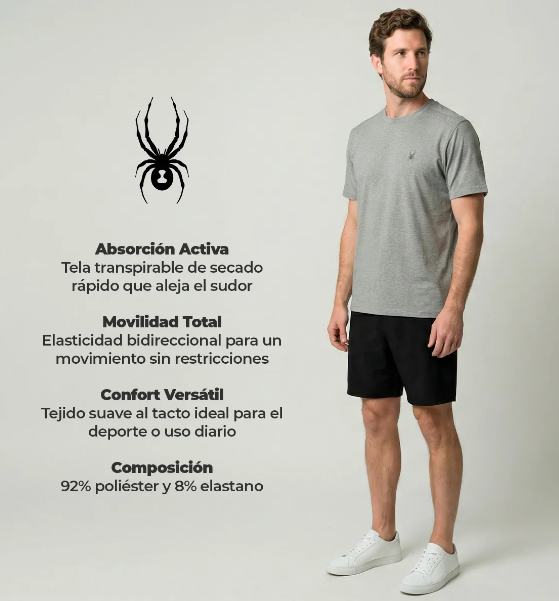 REMERA SPYDER HOMBRE PEACHED HEATHER GREY