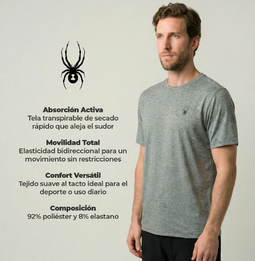 REMERA SPYDER HOMBRE PEACHED GRIS POLAR