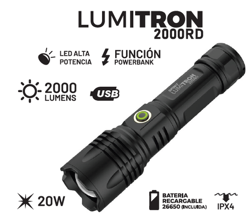 LINTERNA SPINIT LUMITRON 2000RD FUNDA RECARGABLE