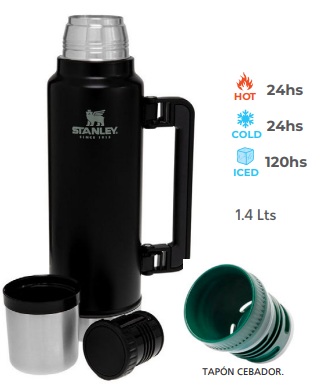 TERMO STANLEY CLASSIC BOTTLE 1.4L. ASA PLEGABLE NEGRO