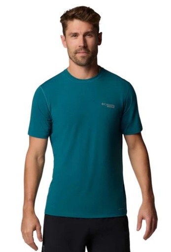 REMERA COLUMBIA HOMBRE ENDLESS TRAIL RUNNING TECH VERDE PETROLEO